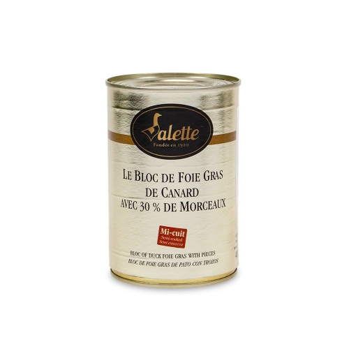 Valette Foie Gras Bloc Micuit with 30% Pieces in Tin 400g