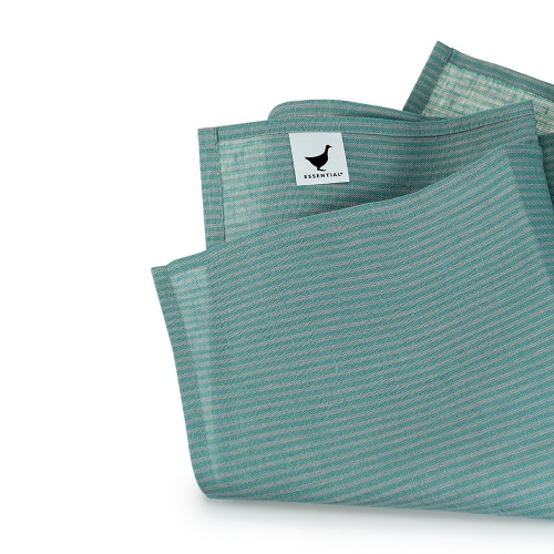 The Essential Ingredient Pure Linen Tea Towel - Green/Green Stripe 47cm x 80cm