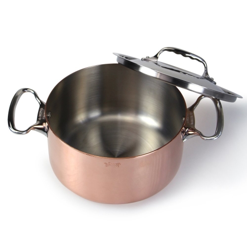 De Buyer Inocuivre Stew Pan with Stainless Steel Handles and Lid 20cm